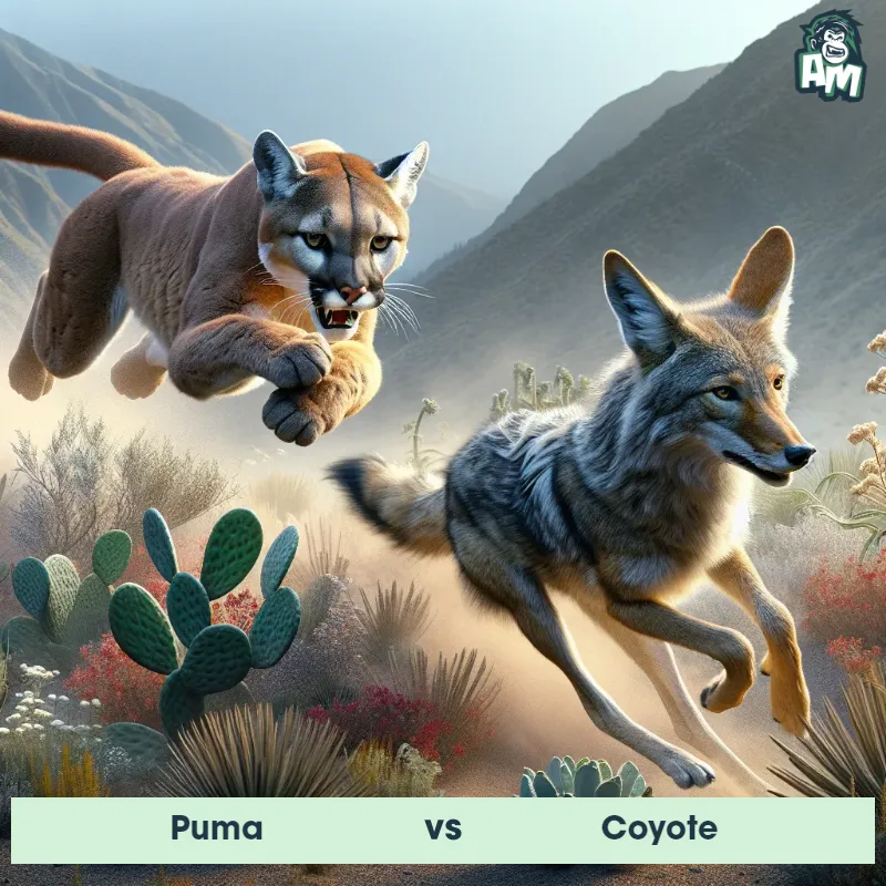 Puma vs Coyote, Chase, Puma On The Offense - Animal Matchup