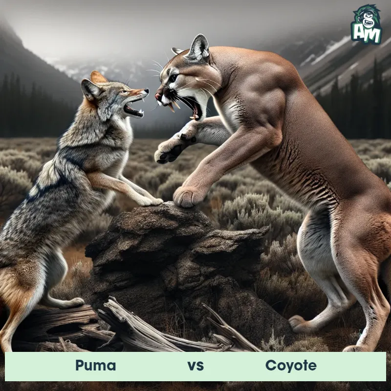 Puma vs Coyote, Fight, Coyote On The Offense - Animal Matchup