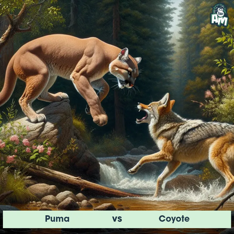Puma vs Coyote, Fight, Puma On The Offense - Animal Matchup