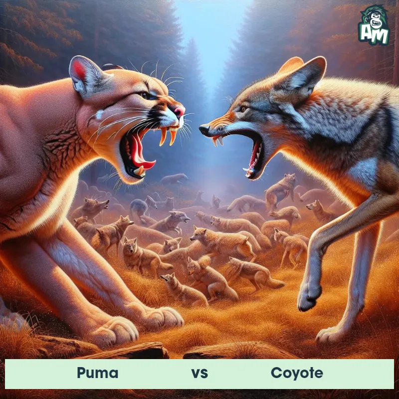 Puma vs Coyote, Screaming, Puma On The Offense - Animal Matchup