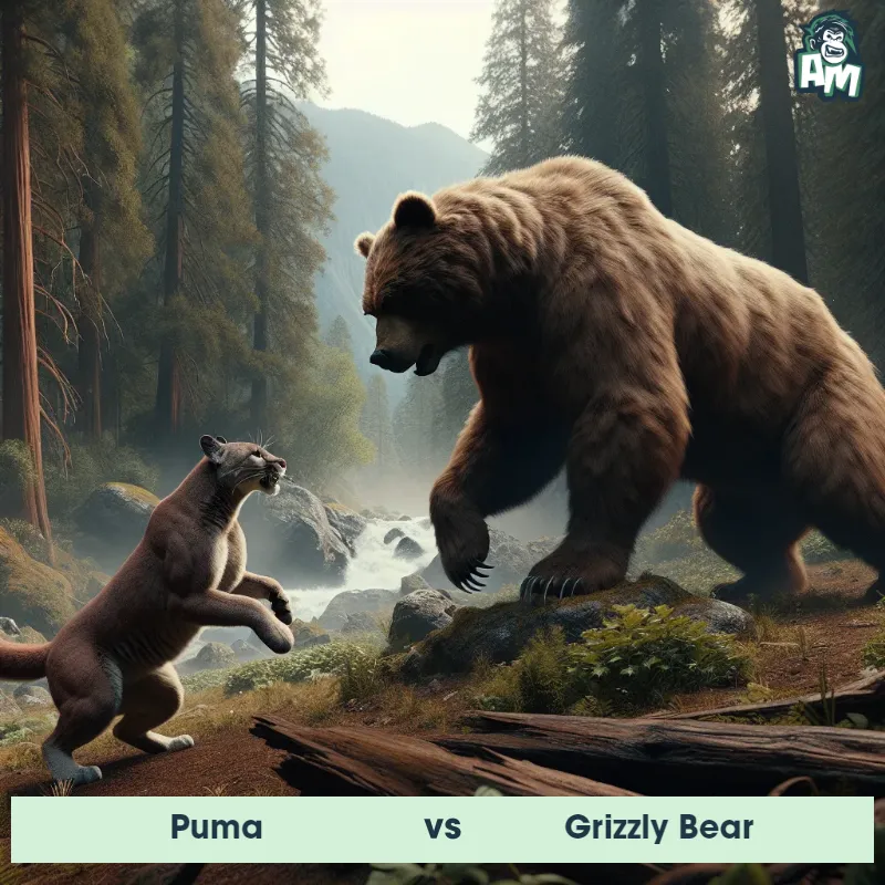 Puma vs Grizzly Bear, Battle, Grizzly Bear On The Offense - Animal Matchup