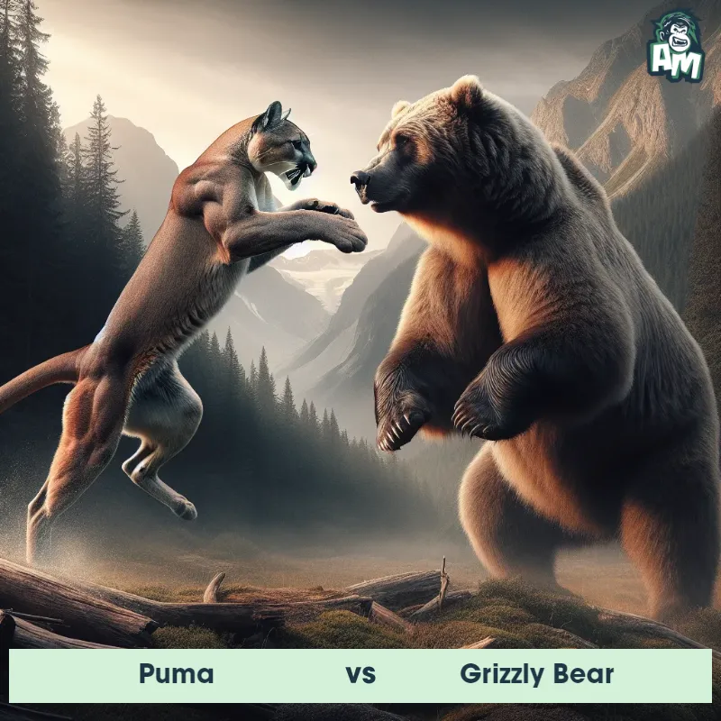 Puma vs Grizzly Bear, Battle, Puma On The Offense - Animal Matchup