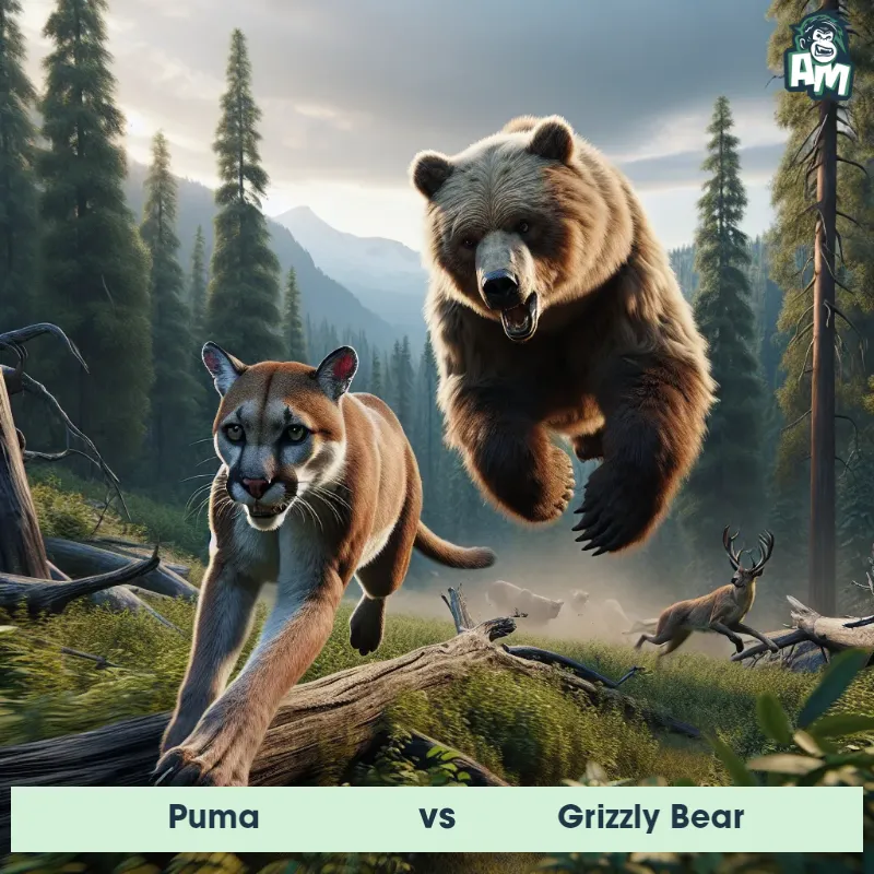Puma vs Grizzly Bear, Chase, Grizzly Bear On The Offense - Animal Matchup