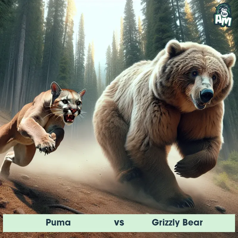Puma vs Grizzly Bear, Chase, Puma On The Offense - Animal Matchup