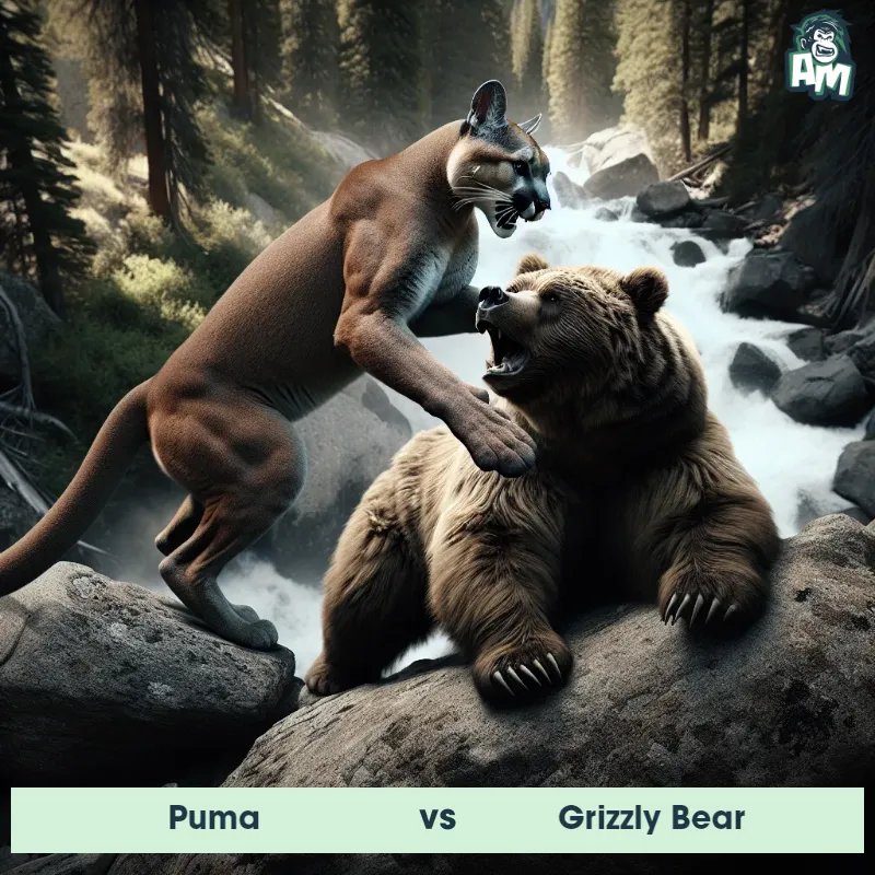 Puma vs Grizzly Bear, Fight, Puma On The Offense - Animal Matchup