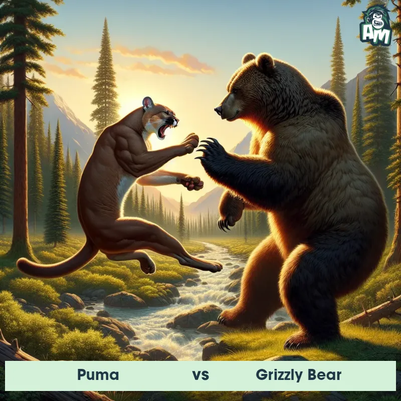 Puma vs Grizzly Bear, Karate, Puma On The Offense - Animal Matchup