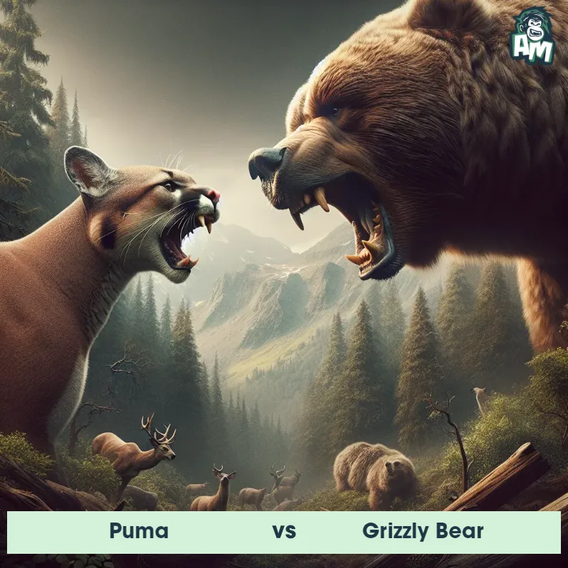 Puma vs Grizzly Bear, Screaming, Grizzly Bear On The Offense - Animal Matchup