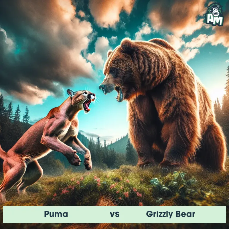 Puma vs Grizzly Bear, Screaming, Puma On The Offense - Animal Matchup