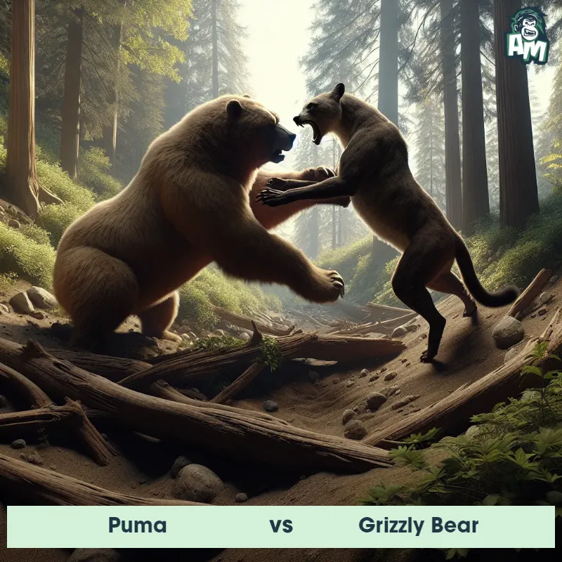 Puma vs Grizzly Bear, Wrestling, Grizzly Bear On The Offense - Animal Matchup