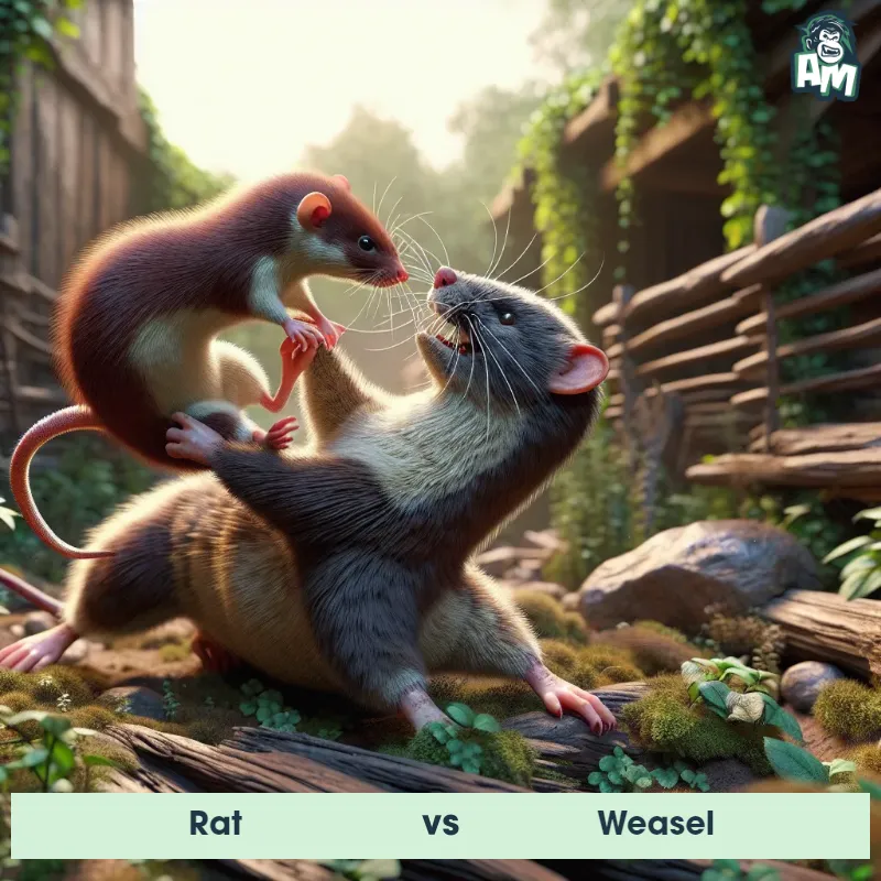 Rat vs Weasel, Wrestling, Weasel On The Offense - Animal Matchup