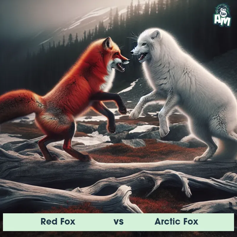 Red Fox vs Arctic Fox, Fight, Red Fox On The Offense - Animal Matchup