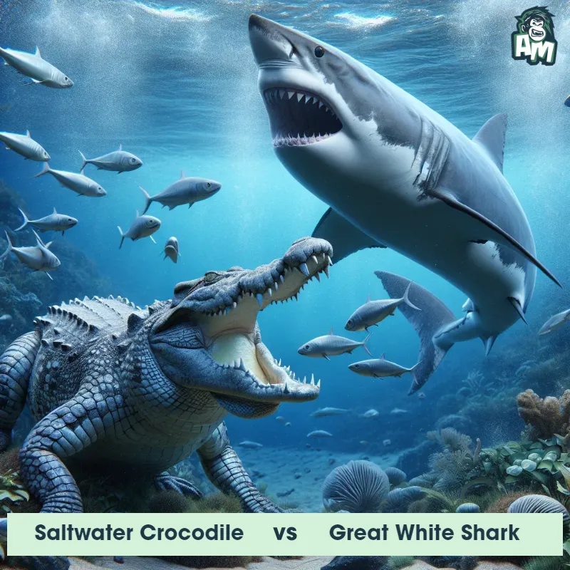 Saltwater Crocodile vs Great White Shark, Battle, Saltwater Crocodile On The Offense - Animal Matchup