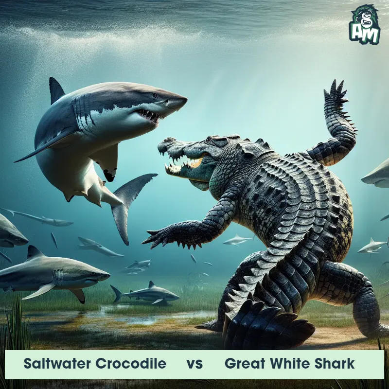 Saltwater Crocodile vs Great White Shark, Dance-off, Saltwater Crocodile On The Offense - Animal Matchup