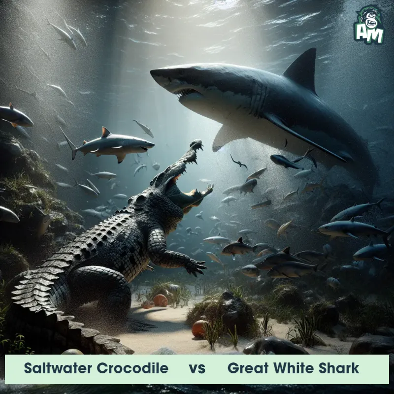 Saltwater Crocodile vs Great White Shark, Fight, Saltwater Crocodile On The Offense - Animal Matchup