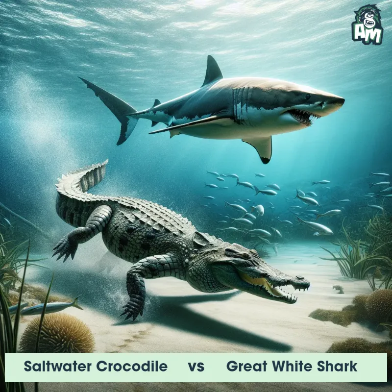 Saltwater Crocodile vs Great White Shark, Race, Great White Shark On The Offense - Animal Matchup