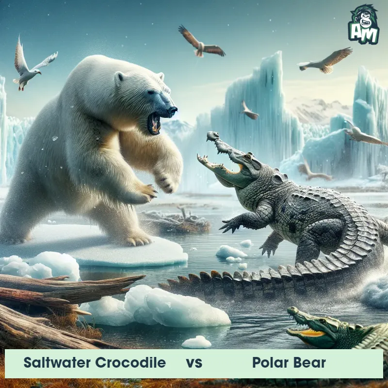 Saltwater Crocodile vs Polar Bear, Battle, Polar Bear On The Offense - Animal Matchup