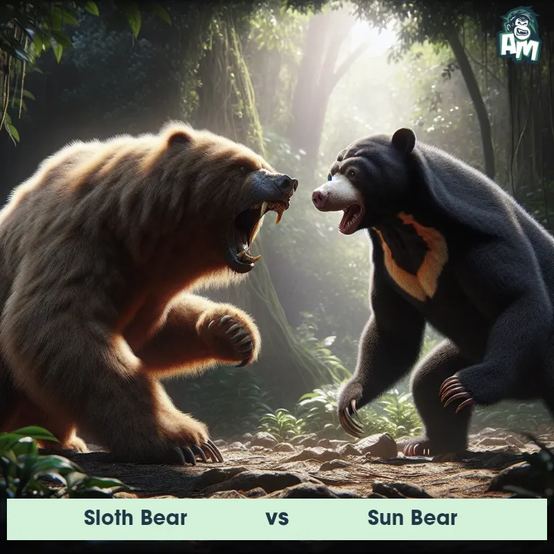 Sloth Bear vs Sun Bear, Battle, Sun Bear On The Offense - Animal Matchup