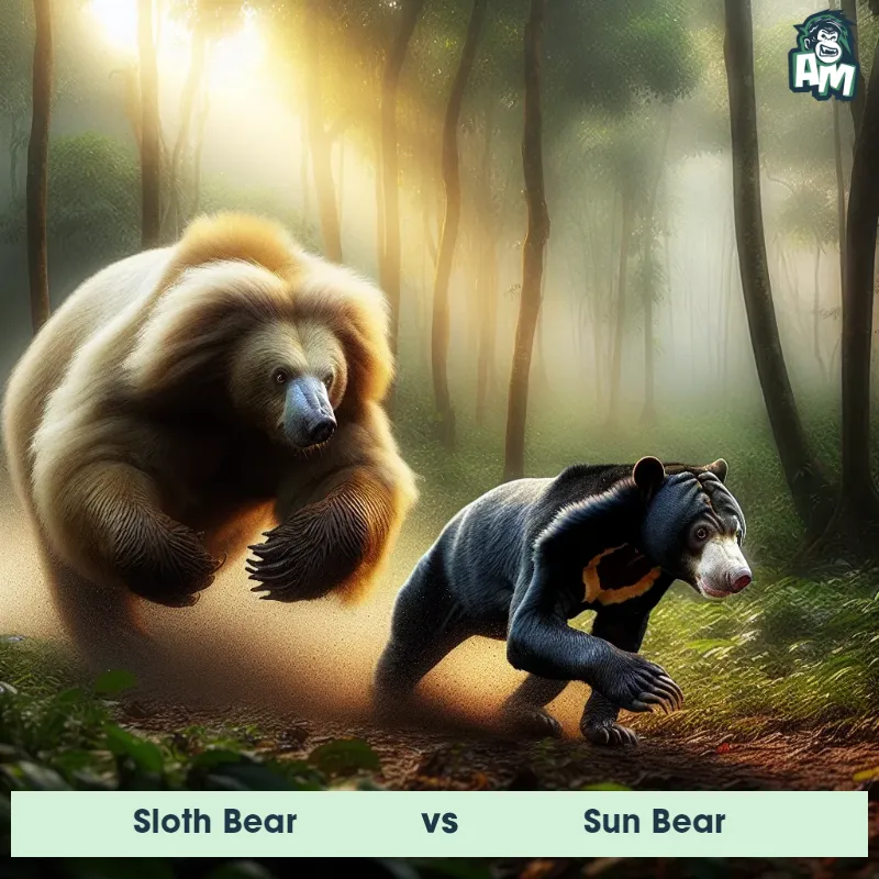 Sloth Bear vs Sun Bear, Chase, Sloth Bear On The Offense - Animal Matchup