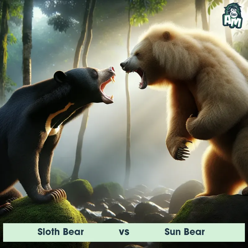 Sloth Bear vs Sun Bear, Screaming, Sloth Bear On The Offense - Animal Matchup