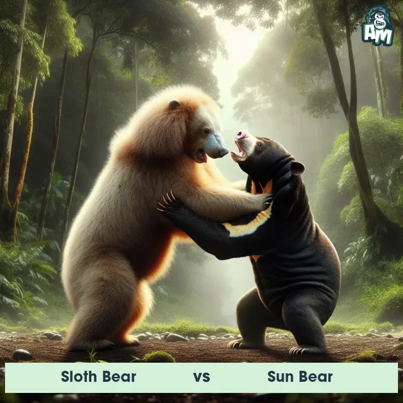 Sloth Bear vs Sun Bear, Wrestling, Sloth Bear On The Offense - Animal Matchup