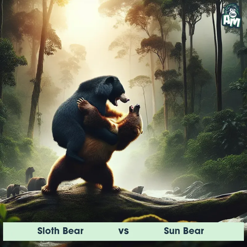 Sloth Bear vs Sun Bear, Wrestling, Sun Bear On The Offense - Animal Matchup
