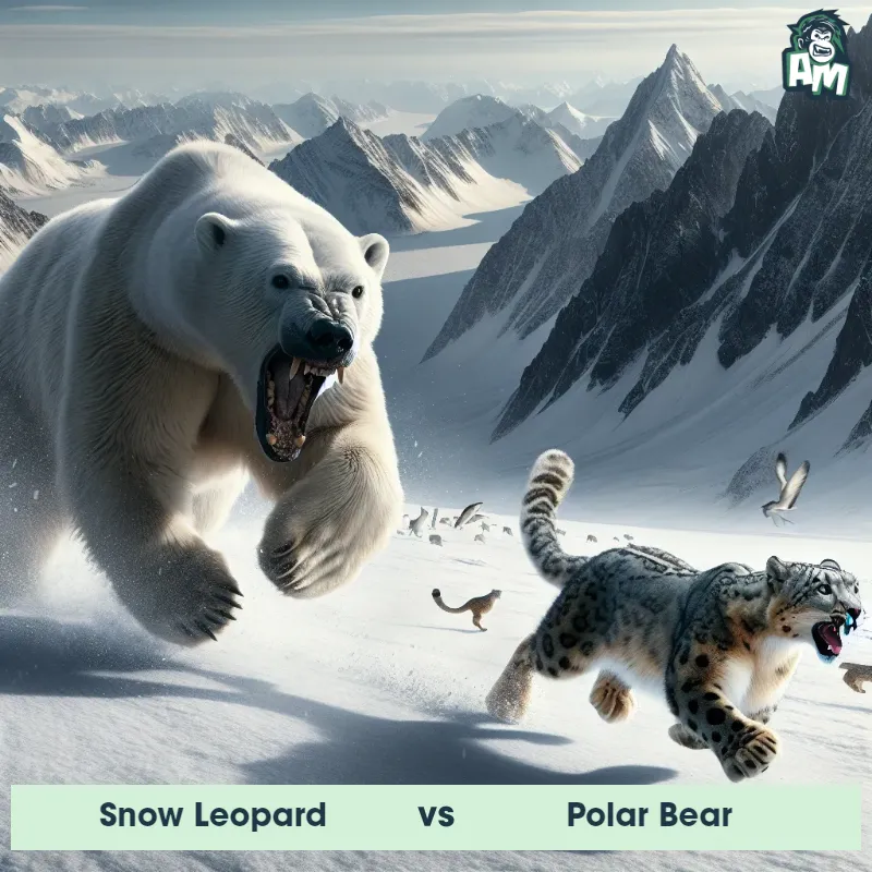 Snow Leopard vs Polar Bear, Chase, Polar Bear On The Offense - Animal Matchup