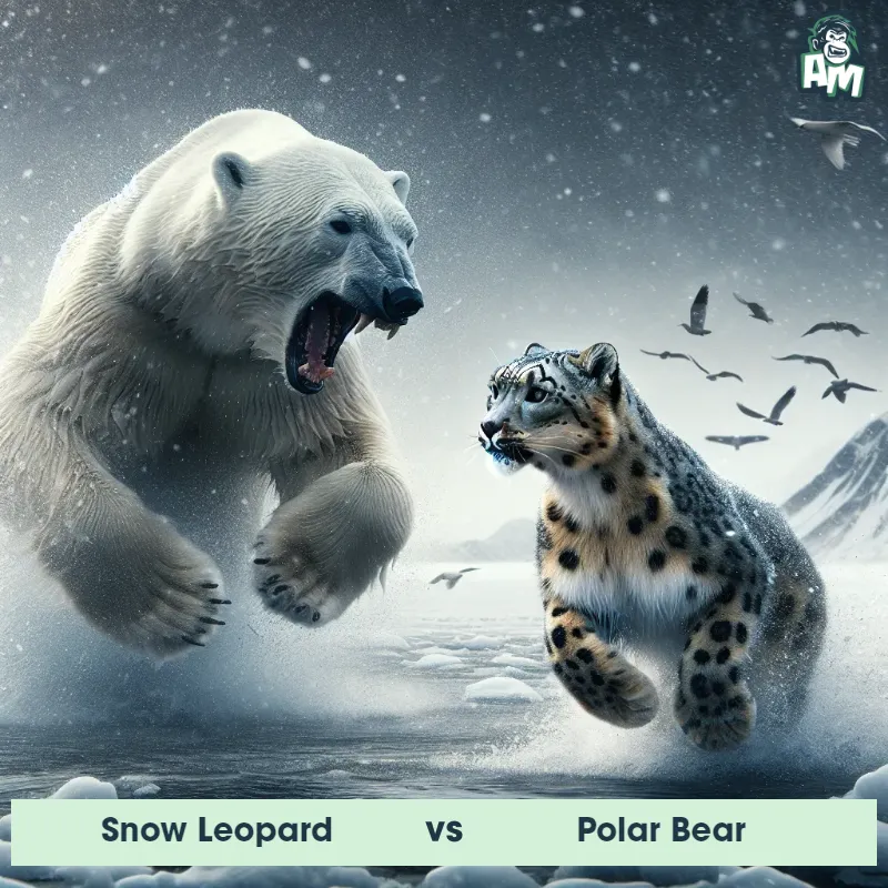 Snow Leopard vs Polar Bear, Fight, Polar Bear On The Offense - Animal Matchup