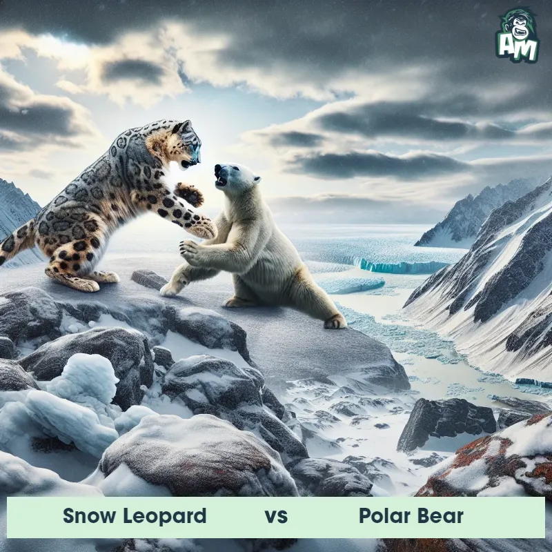 Snow Leopard vs Polar Bear, Fight, Snow Leopard On The Offense - Animal Matchup