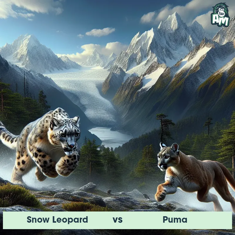 Snow Leopard vs Puma, Chase, Snow Leopard On The Offense - Animal Matchup