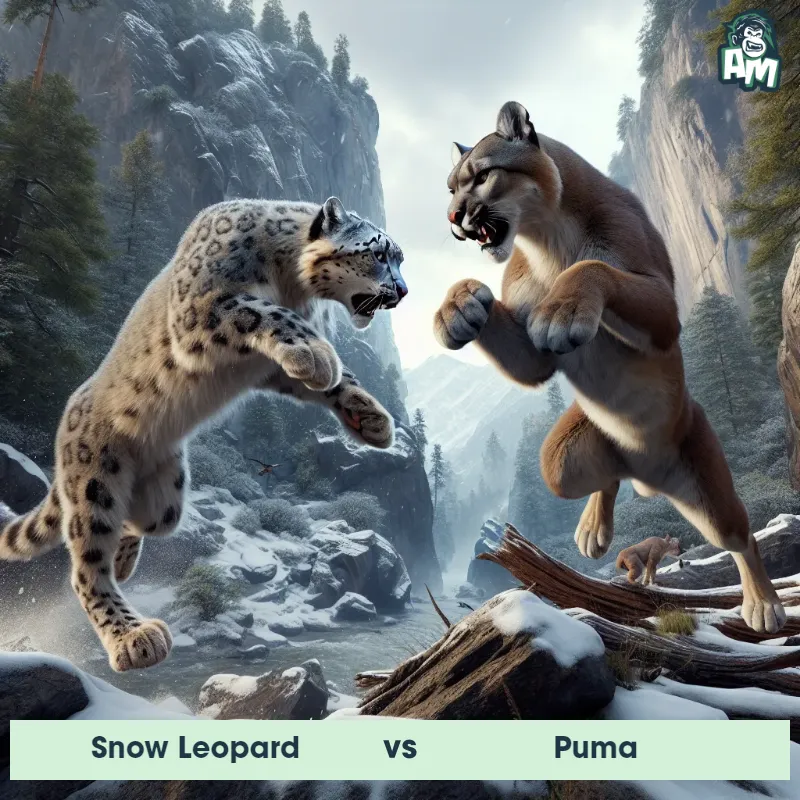 Snow Leopard vs Puma, Fight, Snow Leopard On The Offense - Animal Matchup