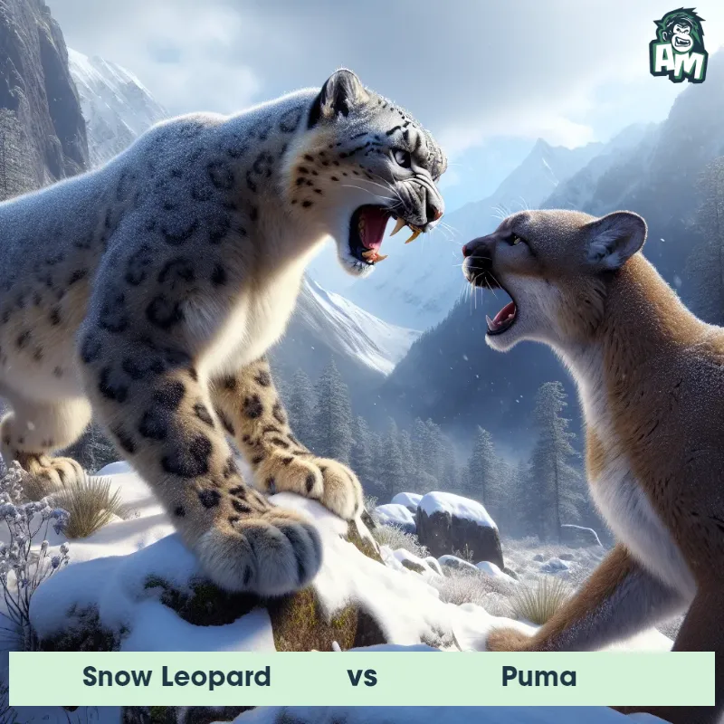 Snow Leopard vs Puma, Screaming, Snow Leopard On The Offense - Animal Matchup