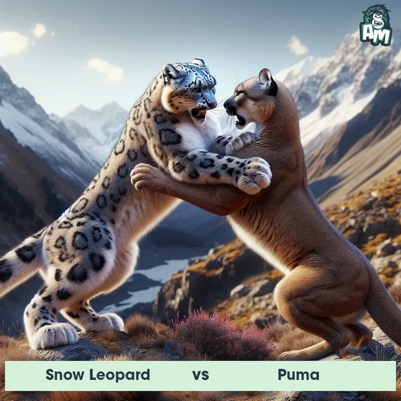Snow Leopard vs Puma, Wrestling, Snow Leopard On The Offense - Animal Matchup