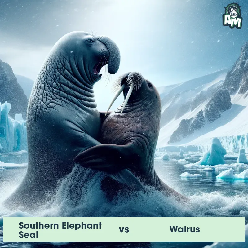 Southern Elephant Seal vs Walrus, Wrestling, Southern Elephant Seal On The Offense - Animal Matchup