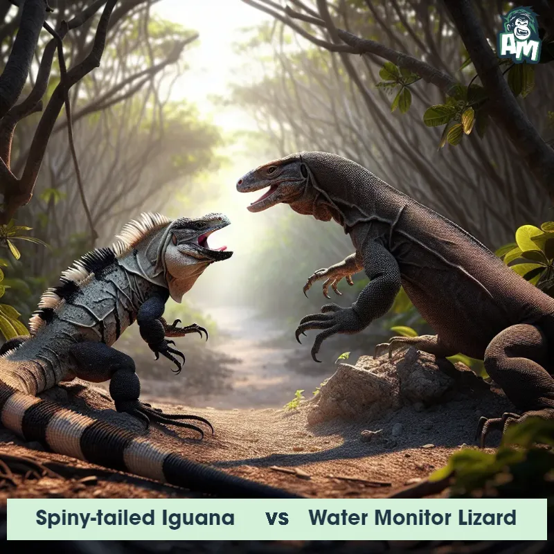 Spiny-tailed Iguana vs Water Monitor Lizard, Battle, Water Monitor Lizard On The Offense - Animal Matchup