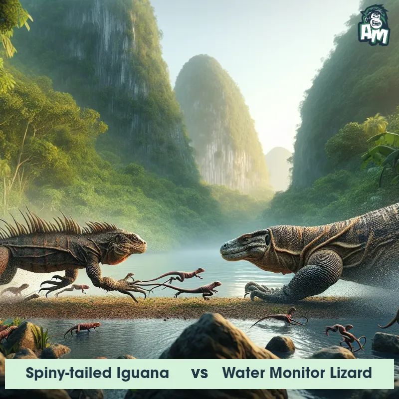 Spiny-tailed Iguana vs Water Monitor Lizard, Race, Water Monitor Lizard On The Offense - Animal Matchup