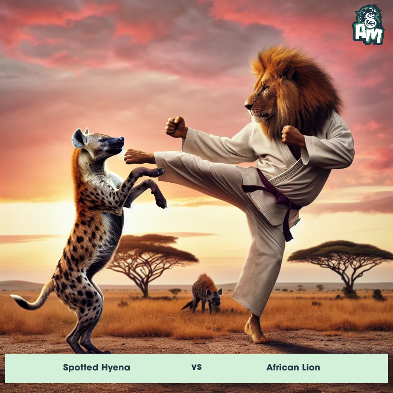 Spotted Hyena vs African Lion, Karate, African Lion On The Offense - Animal Matchup