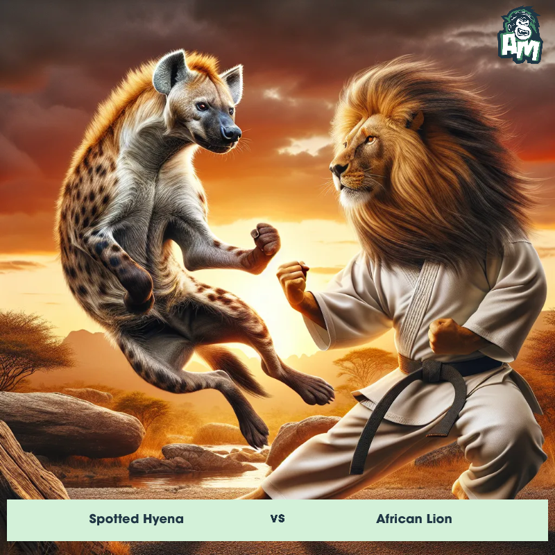 Spotted Hyena vs African Lion, Karate, Spotted Hyena On The Offense - Animal Matchup