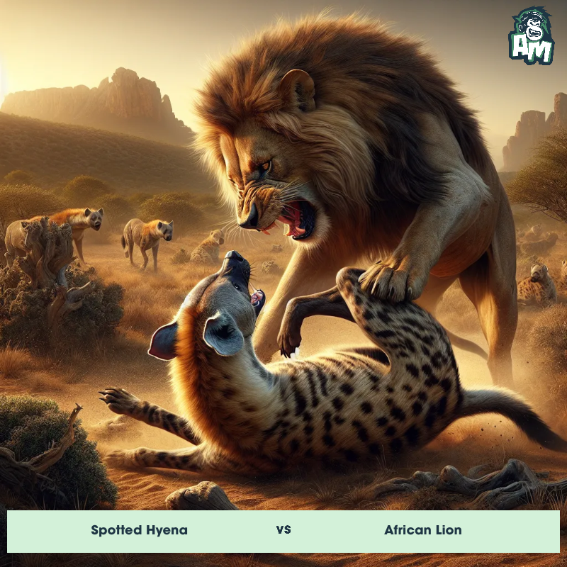 Spotted Hyena vs African Lion, Wrestling, African Lion On The Offense - Animal Matchup