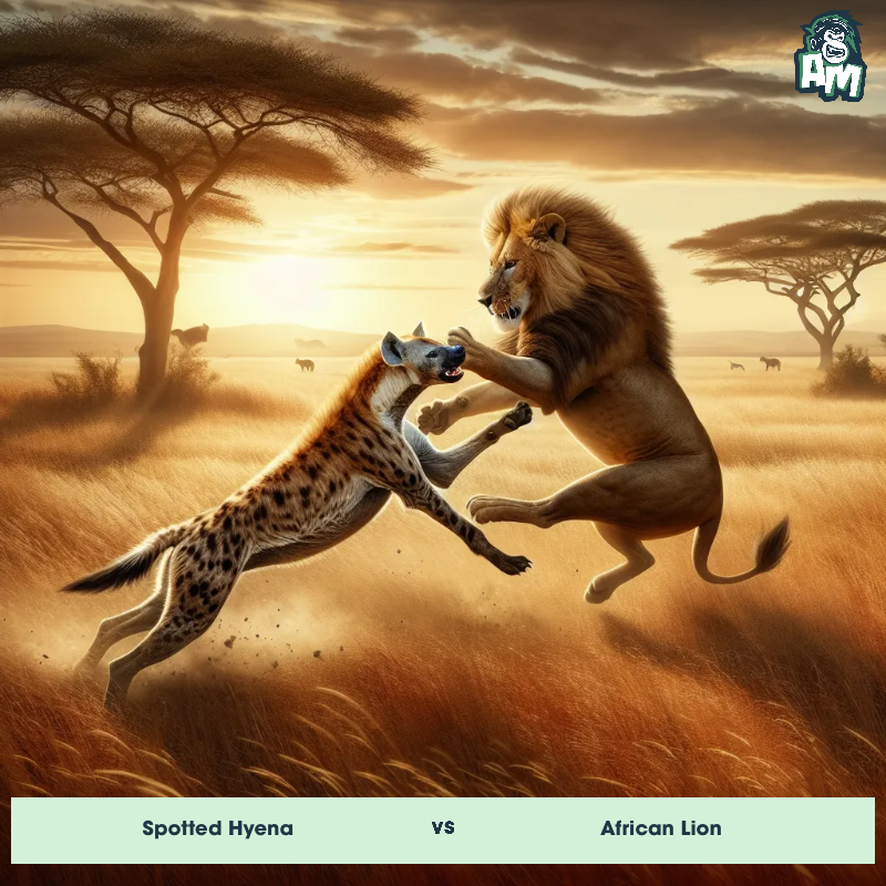 Spotted Hyena vs African Lion, Wrestling, Spotted Hyena On The Offense - Animal Matchup