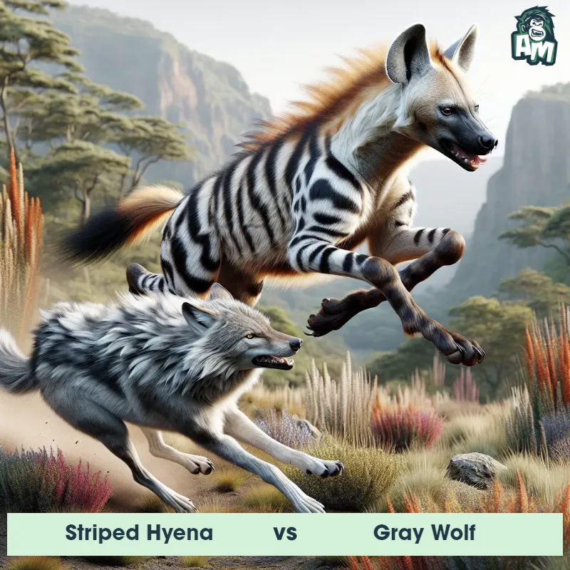 Striped Hyena vs Gray Wolf, Race, Striped Hyena On The Offense - Animal Matchup