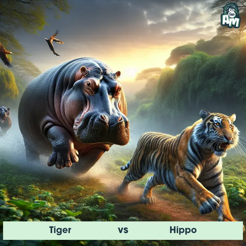 Tiger vs Hippo, Chase, Hippo On The Offense - Animal Matchup