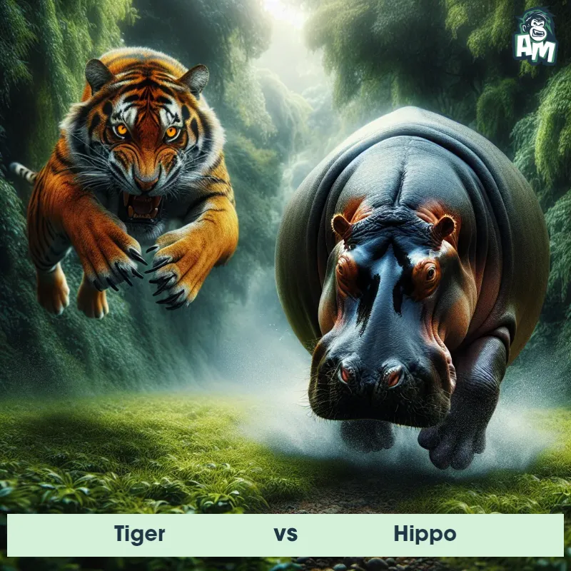 Tiger vs Hippo, Chase, Tiger On The Offense - Animal Matchup