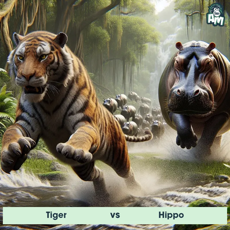 Tiger vs Hippo, Race, Tiger On The Offense - Animal Matchup