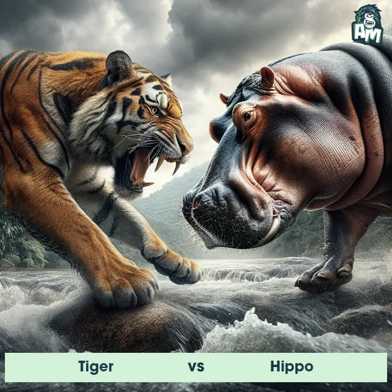 Tiger vs Hippo, Screaming, Tiger On The Offense - Animal Matchup