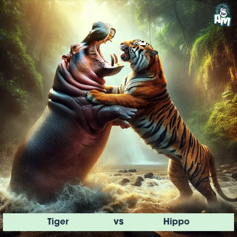 Tiger vs Hippo, Wrestling, Hippo On The Offense - Animal Matchup