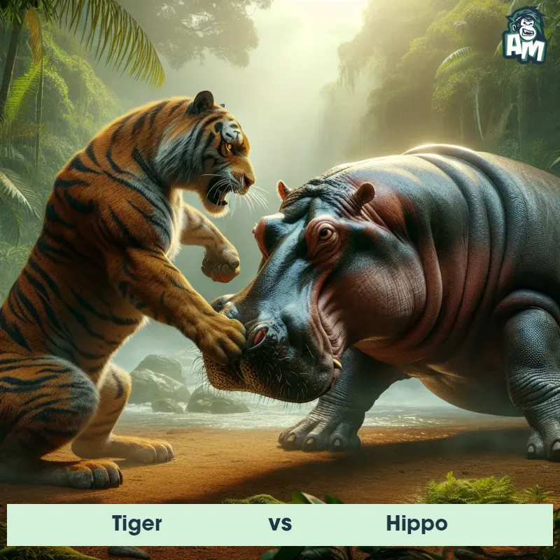 Tiger vs Hippo, Wrestling, Tiger On The Offense - Animal Matchup