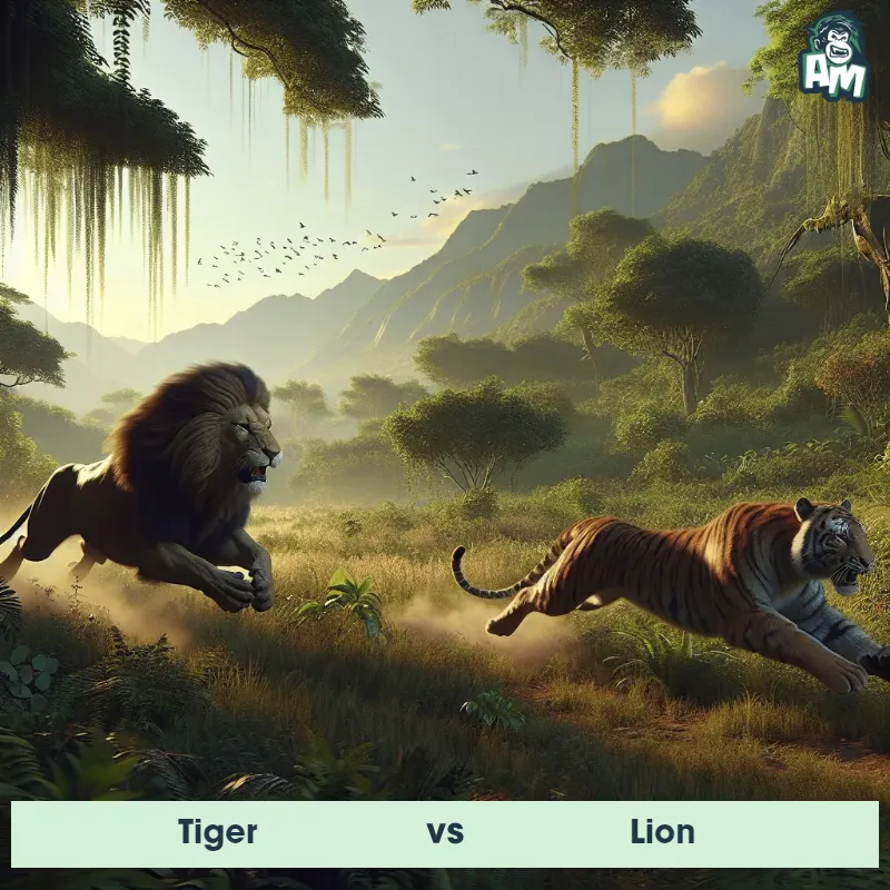 Tiger vs Lion, Chase, Lion On The Offense - Animal Matchup