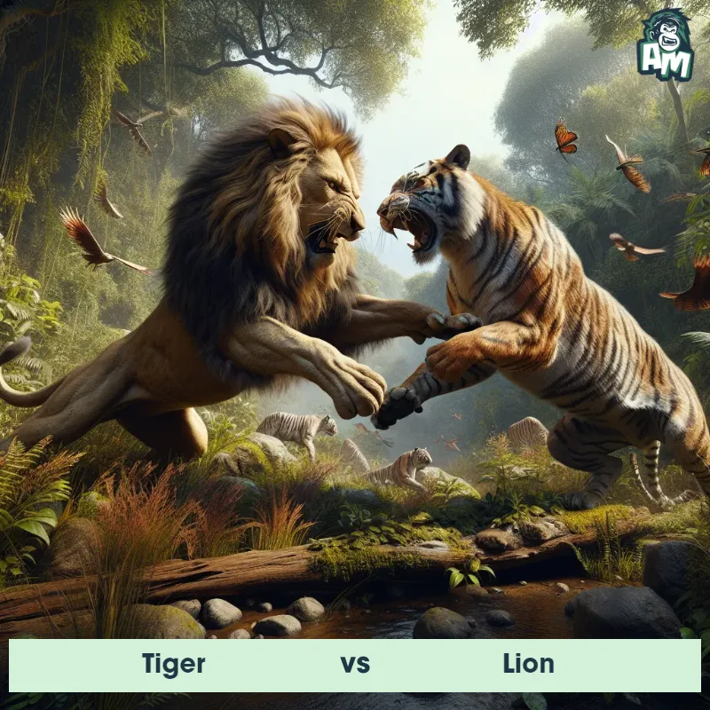 Tiger vs Lion, Fight, Lion On The Offense - Animal Matchup