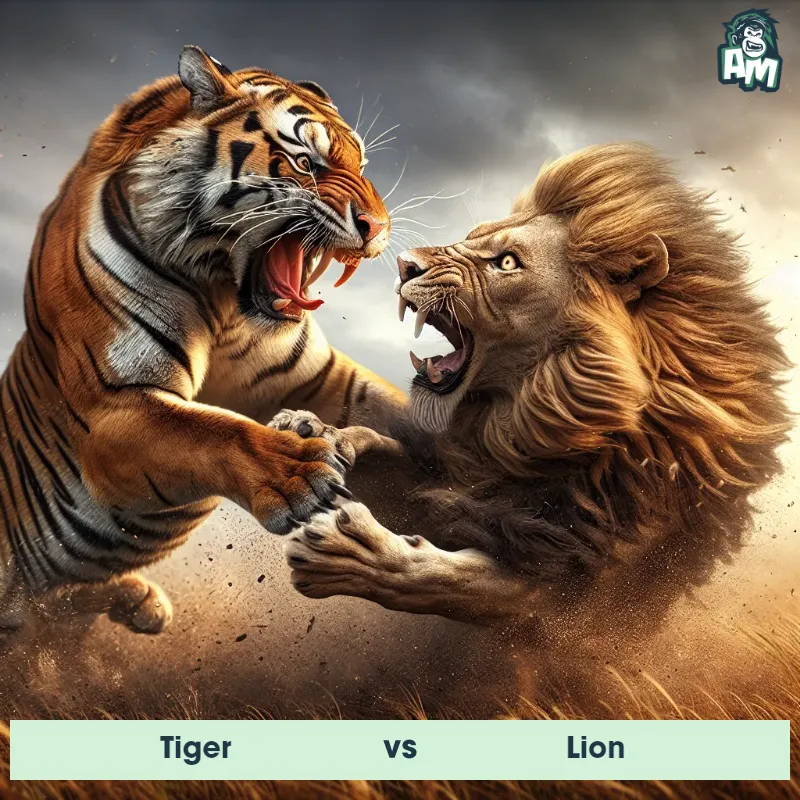 Tiger vs Lion, Fight, Tiger On The Offense - Animal Matchup