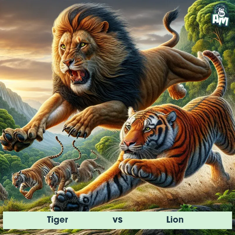Tiger vs Lion, Race, Lion On The Offense - Animal Matchup